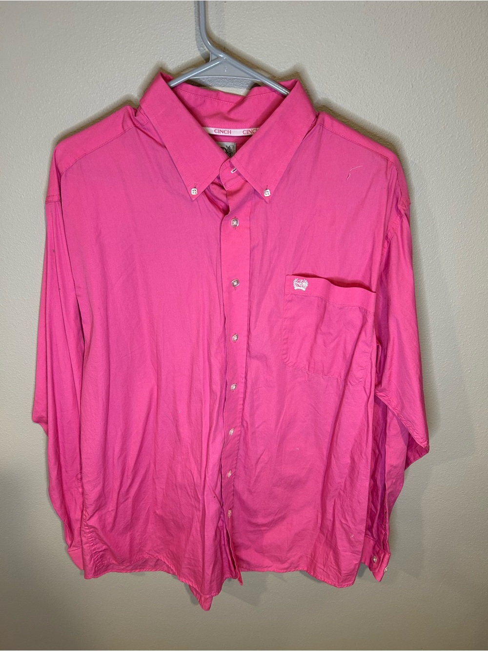 Cinch Long Sleeve Button Down Men M Pink Western